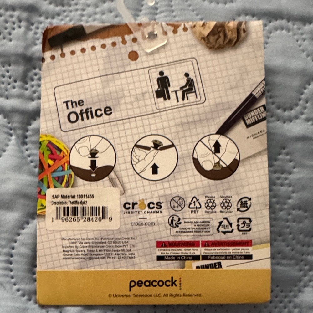 CROCS The Office Jibbitz Charms - Yellow, Red, Blue, Green, Black, White - Picture 2 of 3